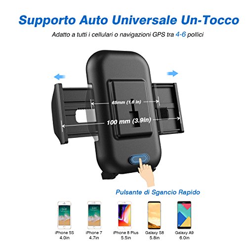 Mpow Supporto Smartphone Auto Cruscotto, Supporto Auto Smartphone Universale, Porta Cruscotto Parabrezza Cellulare Culla per iPhone X/8/8Plus/7/6s/6Plus/5S/5, Samsung Galaxy S8 S7 S6 S5, Nexus 5x/6p