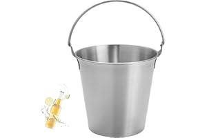 LVIFLOAE Mini secchiello in acciaio inox piccolo secchiello per il ghiaccio con manico per bevande, vino, patatine fritte, ali di pollo, bar domestici, feste, uso per feste, bar casa, 2 l. (Silver)