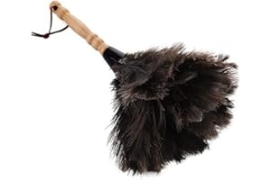 Plumeau d'autruche, plumeau à chaussures anti-statique, poignée en bois, plumeau, balai à poussière, 34 cm, outil de nettoyage