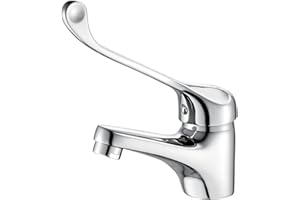 Ibergrif Bari Grifo de Lavabo, Mezclador Monomando con Maneta de Codo Higiénica, Plata, M11053