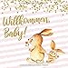 Produktbild Willkommen, Baby!: Babyparty Gästebuch mit zwei Hasen für Mädchen - rosa und gold Konfetti - Buch für Baby Dusche / Shower - 112 Einträge für Gäste ... für Baby - Geschenkeliste - Quadratische Form