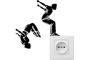 WALL4STICKERS Adesivo da parete Parkour per la cameretta dei bambini, decorazione per interruttori, in vinile, design unico, motivo: ginnastica, rimovibile, autoadesivo, per camera da letto, soggiorno, area gioco