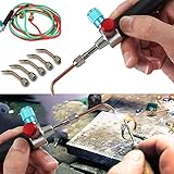 Hasta 6000 grados F. Kit de soldadura de soldadura de soldadura de joyeros para reparación de piezas de primeros auxilios, mini soplete de gas con 5 puntas de herramientas de reparación de primeros auxilios