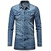 Produktbild Geili Herren Jeans Jacket Biker Style Jeansjacke Vintage Washed-Out Denim Jacke Lang Sweatjacke Sweatshirt Männer Herbst Große Größen Übergangsjacke Freizeit Mantel Outwear