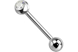 WARRIOR Sterylny kolczyk do języka Barbell ze stali chirurgicznej rozmiar 14G (1,6 mm) z dwiema kulkami do 5 mm i długością 14 mm w jednym opakowaniu PLS-059 (biały), Lunghezza:14mm-Pallina:5mm, Stal