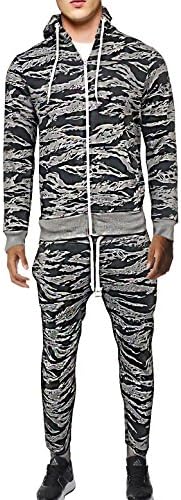 RockBerry Mens camouflage Tracksuit Skinny Zipper Hooded Jacket Slim Joggers Pants Sweat Suit( MEDIUM)