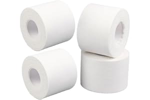 GTAGKOMMEN 4 Rotoli Tape sportivo, Nastro fasciature, Nastro Sportivo, Sport Tape, Tape dita crossfit, Nastro bendaggi sportivi ogni volume 2,5cmx10m, Non elastico Bianco cotone (Bianco cotone)