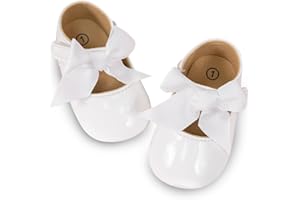CENCIRILY Baby Girl Mary Jane Shoes Anti-Slip First Walking Bowknot Soft Sole Princess Wedding Dress Flats for 0-18 Month