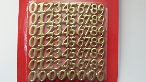 Wachsdekor , Buchstaben und Zahlen in gold , A-Z, 90 Buchstaben, 0-9 =68Ziffern , Buchstaben 10 x 2 mm , Zahlen 14 x 2 mm in gold. - 3