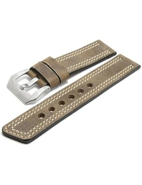 Meyhofer Uhrenarmband Bilbao 24mm beige Leder Antik-Look helle Doppelnaht Made in Germany MyFcslc370/24mm/beige...