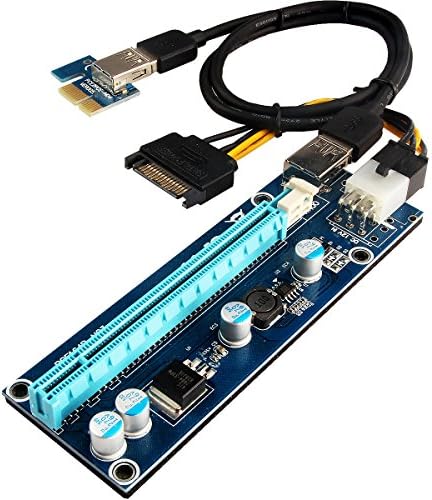 CHICPICK PCI-E Express 1X to 16X Riser Cable Adapter ,USB 3.0 60cm Cable , GPU Graphics Card Extension Cable ,Bitcoin ETH Ethereum Mining Modules,Molex 6 Pin to 15 Pin Sata Power Connector (Blue)