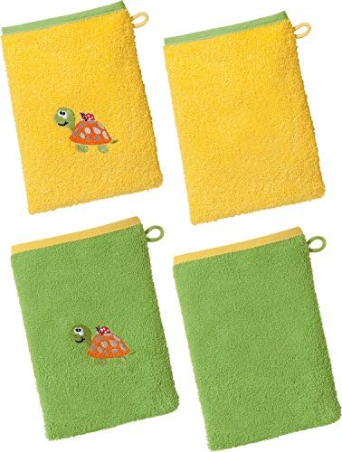 Kinderbutt pack of 4 wash mitts terry lemon size 15x21 cm