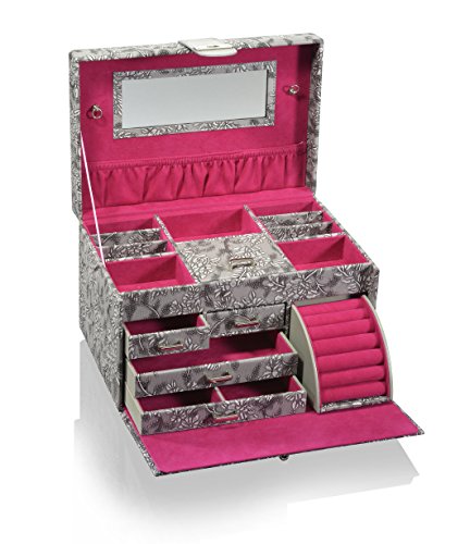 Preisvergleich Produktbild Juwelendieb Schmuckkästchen Amélie XXL Grau / Pink