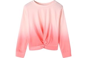 Arshiner Girl's Tie-dye Sweatshirt Casual Long Sleeve Top Twist Front Lightweight Sport Pullover Crop Sweatshirts for Girls