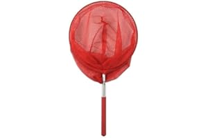 KAM LABELZ Kids Extendable Telescopic Fishing Mesh Net with Anti Slip Grip for Catching Butterfly Bug Insect Fish Crab| Outdoor Activity Toy for Garden Pond Beach Holiday Summer| Extendable to 84cm (Red)