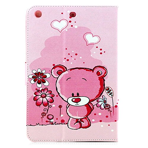 iPad Mini 3 Hülle, Deenor Bear Pattern PU Leder Abdeckung Stand Flip Schutzhülle Hülle für Apple iPad Mini 1/2/3 Generation. (Bear) - 3