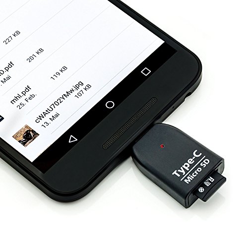 Saxonia OTG USB-C MicroSD Kartenleser Adapter (USB 3.1 Card Reader Micro-SD SDHC TF) USB On-The-Go Schwarz - 3