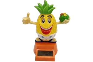 ZHOUBA drôle énergie Solaire Danse Voiture Decor Solaire Puissance Cartoon balançant Ananas Voiture intérieur Ornement Home Decor Jouet Cadeau-Jaune