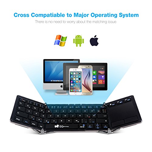 Faltbare Bluetooth Tastatur, EC Technology Portable Faltbare Wireless Keyboard mit Multi Touchpad, Halter, Touch Keyboard für Android Windows iOS – Silber - 3
