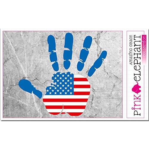 pinkelephant Aufkleber - USA - Hand - Handabdruck - Fahne - 21 cm x 20 cm - Laptop Sticker skin flag