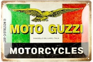 Nostalgic-Art Plaque rétro, 20 x 30 cm, Moto Guzzi – Motorcycles Italia – Idée cadeau pour motards, Official License Product (OLP), en métal, design vintage