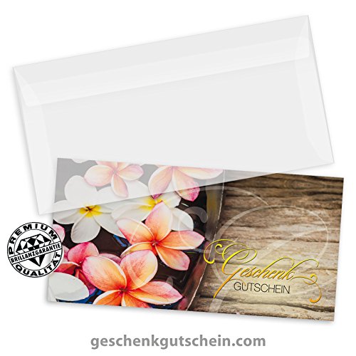 10 Stk. Geschenkgutscheine „DIN lang“ + 10 Stk. Kuverts für Massage, Wellness und Spa MA9241