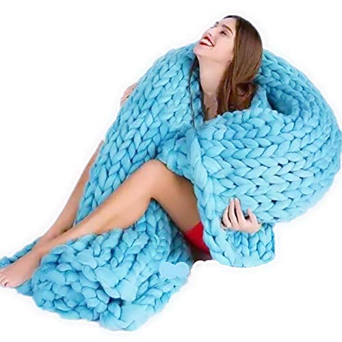 Preisvergleich Produktbild wangwtry Handgewebte verdrehte Wolldecke Chunky Knitted Blanket Klimaanlage Decke für Wohnzimmer Sofa