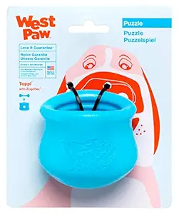 West Paw Design Zogoflex? Toppl Interactive Treat Dispensing Dog Toy, Small, Aqua Blue