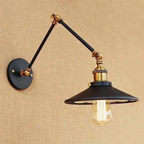 Vintage Industrial Style Wall Sconce Brass Wall Lamp Industrial Metal Wall Light Lamp Shade with 2 Section Adjustable Long Swing Arm Wall Lighp Bulb Base,30+30cmting Fixtures E27 Lam