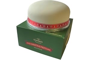 Bizzibeans Iced Christmas Fruit Cake – Moist & Luxurious Brandy-Soaked Xmas Fruitcake with Fondant Icing & Hand Rolled Marzipan for – Vegetarian & Dairy Free – Serves 12 – Round, 6”, Approx 900g