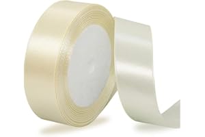 IMSOLDECOR Satinbands Creme 25mm Breit, 23 Meters Geschenkband Schleifenband für Geschenkverpackungen, DIY-Basteleien, Blumensträuße, Nähprojekte, Schleifenherstellung, Geburtstags- und Hochzeitsdekorationen