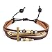Produktbild LZHM Neue Art Und Weise Multi Strands Justierbare Armbänder Unisex Echtlederarmbänder Wulstige Kreuz Brown-Farbe