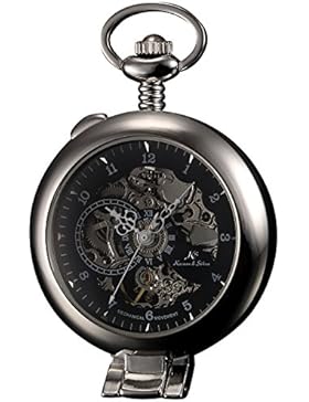 KS-KSP063 Herren Handaufzug Meschanisch Taschenuhr Schwarz Zifferblatt mit Geschenkbox