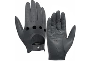 Harssidanzar Guantes de cuero para conducir para hombre GM026D