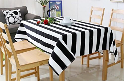 Table table tablecloth beautiful tablecloth Tablecloth, Simple style Black and white striped canvas Coffee table Dining table Cloth Rectangle Hotel hotel tablecloth durable ( Size : 140x200cm )