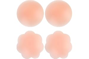 2 Pairs Reusable Silicone Nipple Cover Invisible Self Adhesive Silicone Breast Pads Breathable, Nude, One Size