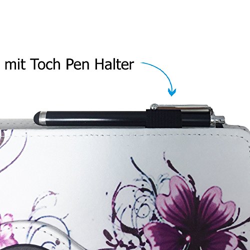 MEDION LIFETAB S10351 Tablet – PC / 25,7 cm / (10,1″) Zoll Drehbare Tablet Schutztasche mit Standfunktion + Touch Pen – 10 Zoll Lila Blumen 360° - 7