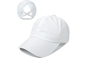 PSOWQ Casquette de Baseball 1 pièce Queue de Cheval pour l'été pour Femme, Casquettes de Baseball pour la Course, Le Golf, Le Camping pour Femme, réglable avec Maille Respirante - Blanc