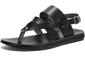 Harssidanzar Herren sandalen,Sommer bequemeverstellbare Knöchelriemen flache Slip On Sandalen für Herren KM218EU