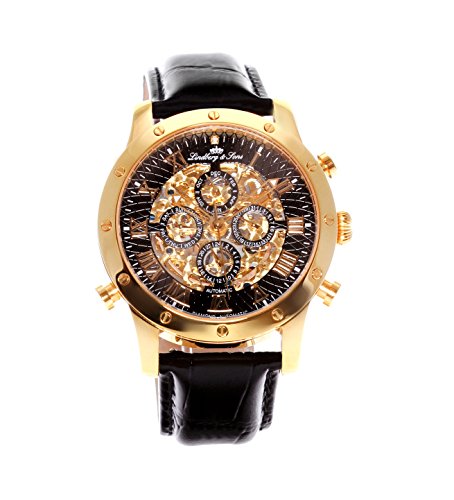 Lindberg&Sons - SK14H008 - wrist watch for men - skeleton - automatic movement - analog display - black leather bracelet Lindberg&Sons - SK14H008 - wrist watch for men - skeleton - automatic movement - analog display - black leather bracelet