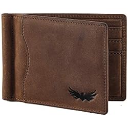 Bolso de hombre de piel de búfalo de SEMLIMIT - incluye monedero y pinza para billetes en piel de primera calidad para hombre - Protección RFID/NFC | Libro electrónico gratuito
