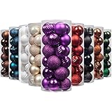 ITART 24pcs adornos árbol de Navidad Decoraciones de Inastillables Bolas de árbol de Navidad Ornamento Colgante Para el Festival, Boda, Decoración de Fiestas,Perchas Ganchos Incluidos (60 mm,2.36 inch, Púrpura)