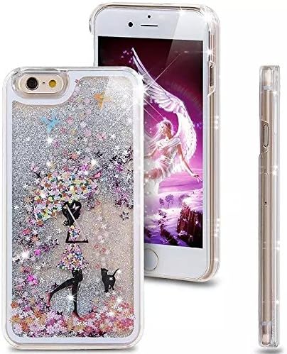UBMSA Case for iPhone 6/6s/6plus/6splus,iphone 5s 4s,Bling Sparkle Shining Glitter Liquid Quicksand Sandglass Skin Patterned Design Plastic Hard Back Protective Phone Novelty Case Cover Shell (Umbrella girl, iphone 6s/6 4.7")