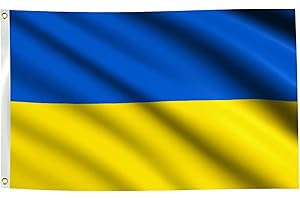 SHONYE 150x90cm Bandera Ucrania, Bandera de Ucrania con 2 Ojales de Metal, Bandera Nacional Ucraniana de Color Brillante, Bandera Ucraniana Decorada en Eventos Deportivos, Fiestas, Desfiles