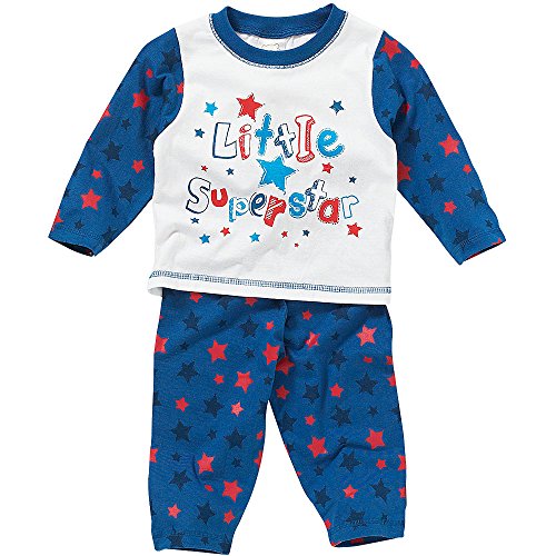 Lullaby Baby Boys Little Superstar Cotton Pyjamas - Blue Stars - 6/12 Months