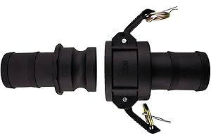 B2C Camlock cam & Groove Hose Coupling Type C+E layflat Hose Joiners Polypropylene Quick Connect, Irrigation, Industrial, Water Pumping (1.5" Barb)