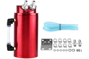 Zerone Depósito Aceite de Coche,Captura de Aceite de Motor,Decantador de Aceite, Aluminio Pulido, Rojo