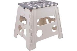 AC - Taburete Plegable - Fabricado en PVC - Multiusos de plástico Resistente y Duradero. Ideal para escuelas, guarderías u hogar. - 29 x 22 x 32 cm - Blanco