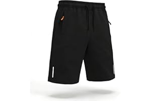 Himcus Boys PE Shorts Kids Football Sports Quick-Dry Gym Activewear Running Shorts with Drawstring,Zip Pockets