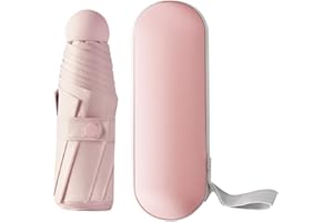 Jodsen Mini Paraguas del Sol, 6 Varillas Paraguas Plegable de Viaje Paraguas de Viaje Portátil Pequeño Paraguas UV con Funda de Cápsula Paraguas Plegable con Bolsa para Paraguas y Estuche de Viaje